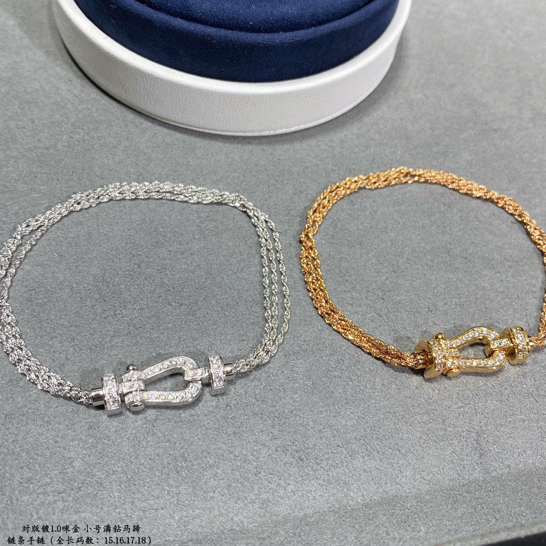 [NOBLE AURA]FORCE SMALL HORSESHOE  DIAMOND CHAIN ROPE BRACELET