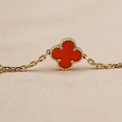 [NOBLE AURA] CLOVER 5 MOTIF RED CORNELIAN BRACELET COLLECTION