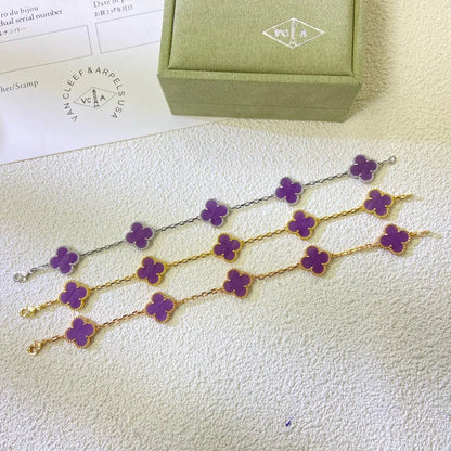 [NOBLE AURA] CLOVER 5 MOTIF VIOLET BRACELET COLLECTION