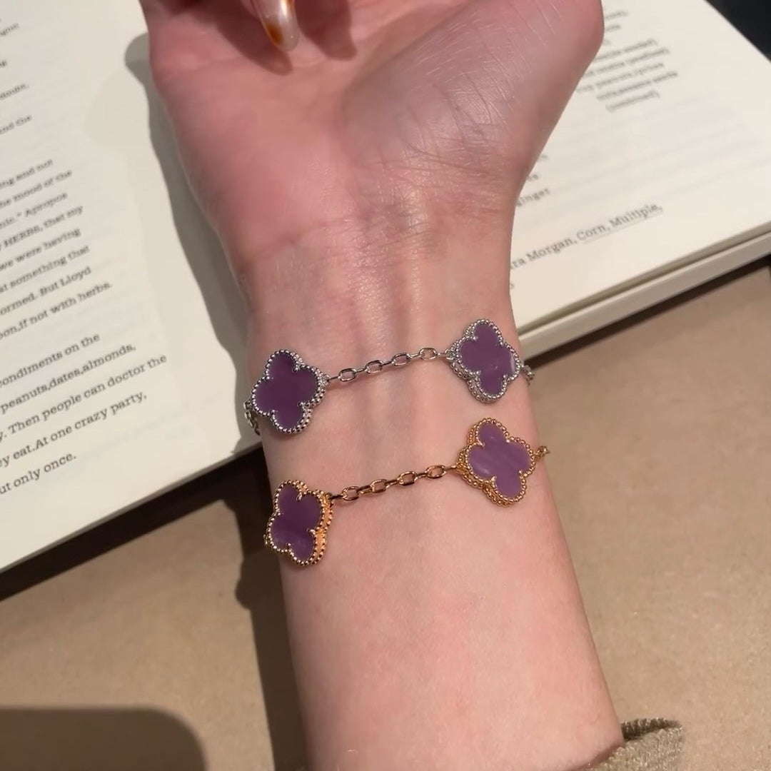 [NOBLE AURA]CLOVER  5 MOTIFS  PURPLE VIOLET BRACELET