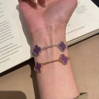 [NOBLE AURA] CLOVER 5 MOTIF VIOLET BRACELET COLLECTION