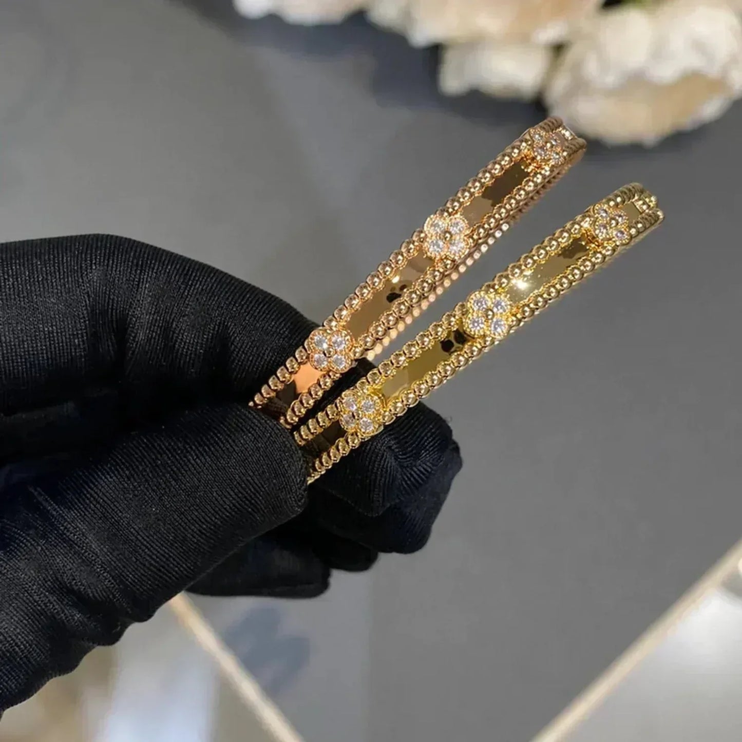 [NOBLE AURA]CLOVER BRACELET 4MM DIAMONDS