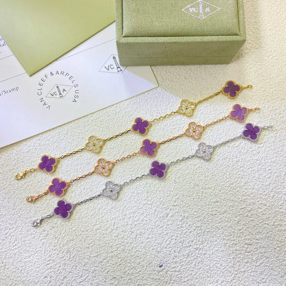 [NOBLE AURA] CLOVER 5 MOTIF VIOLET BRACELET COLLECTION
