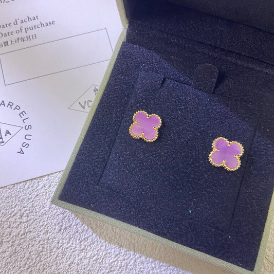 [NOBLE AURA]CLOVER MINI 9.5MM  PURPLE VIOLET EARRINGS