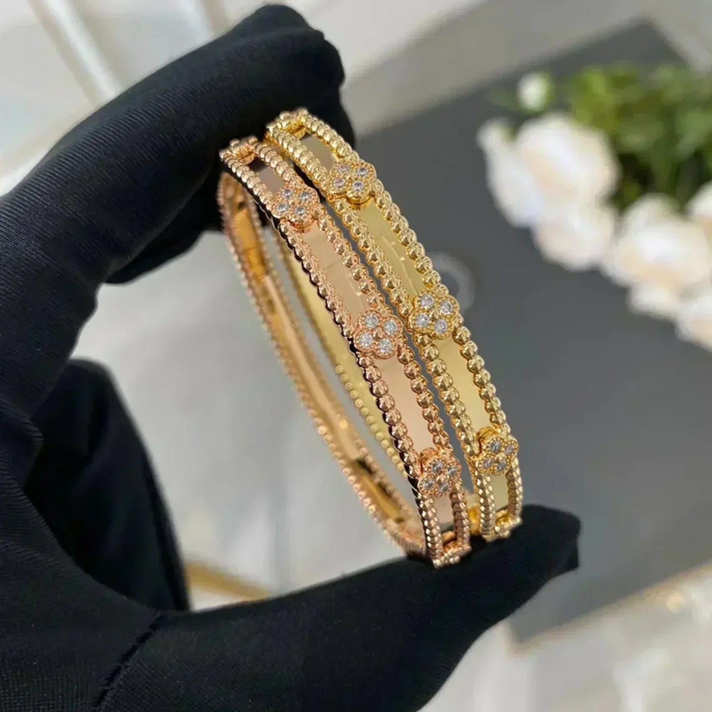 [NOBLE AURA]CLOVER BRACELET 4MM DIAMONDS