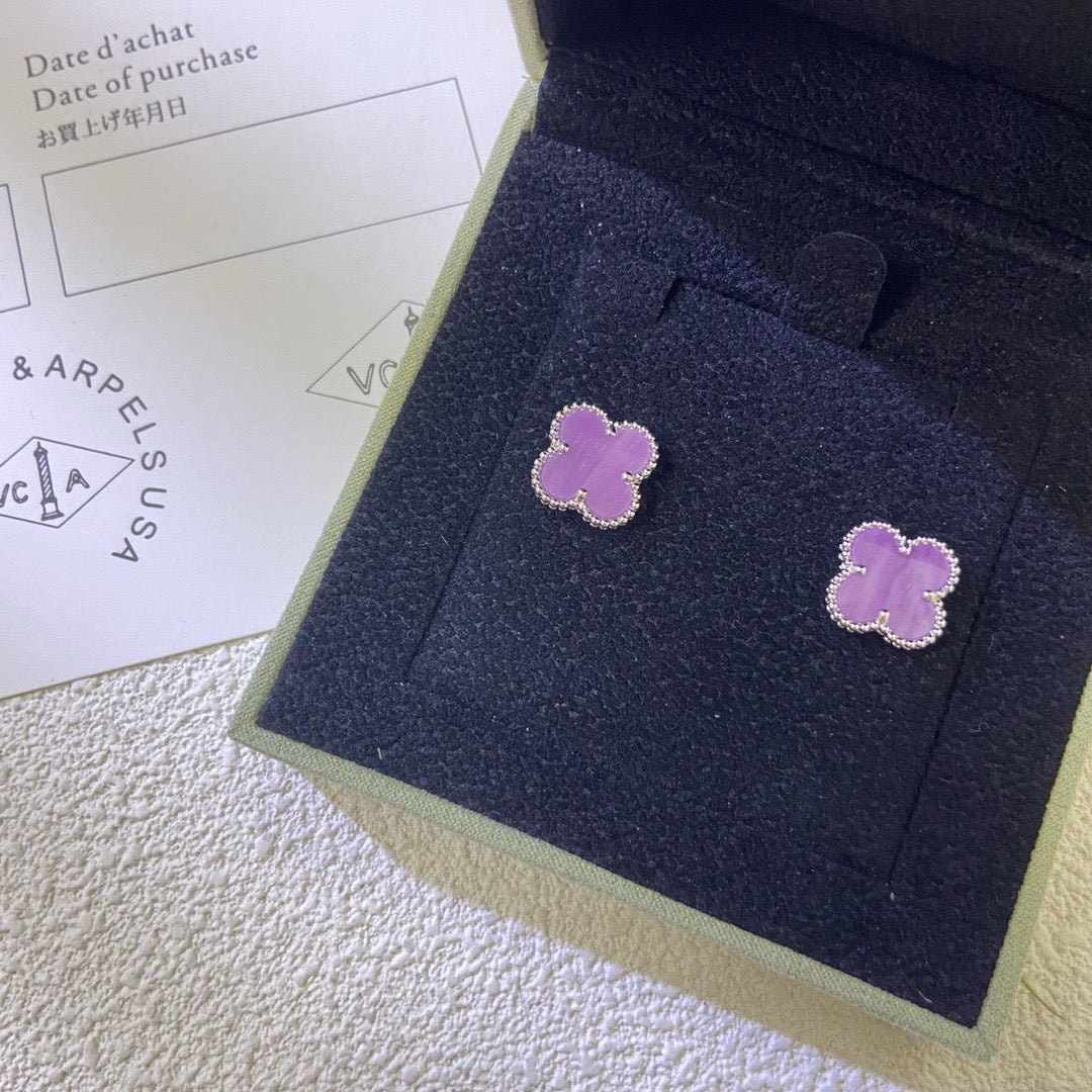 [NOBLE AURA]CLOVER MINI 9.5MM  PURPLE VIOLET EARRINGS