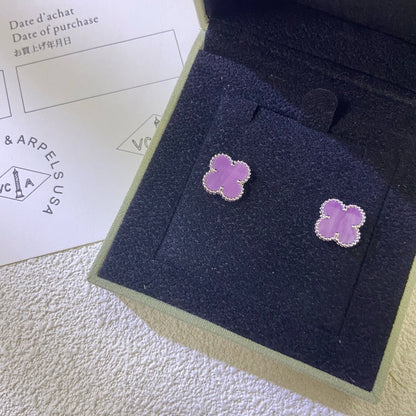 [NOBLE AURA]CLOVER MINI 9.5MM  PURPLE VIOLET EARRINGS