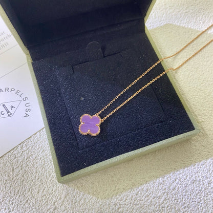 [NOBLE AURA]CLOVER 15MM  PURPLE VIOLET NECKLACE