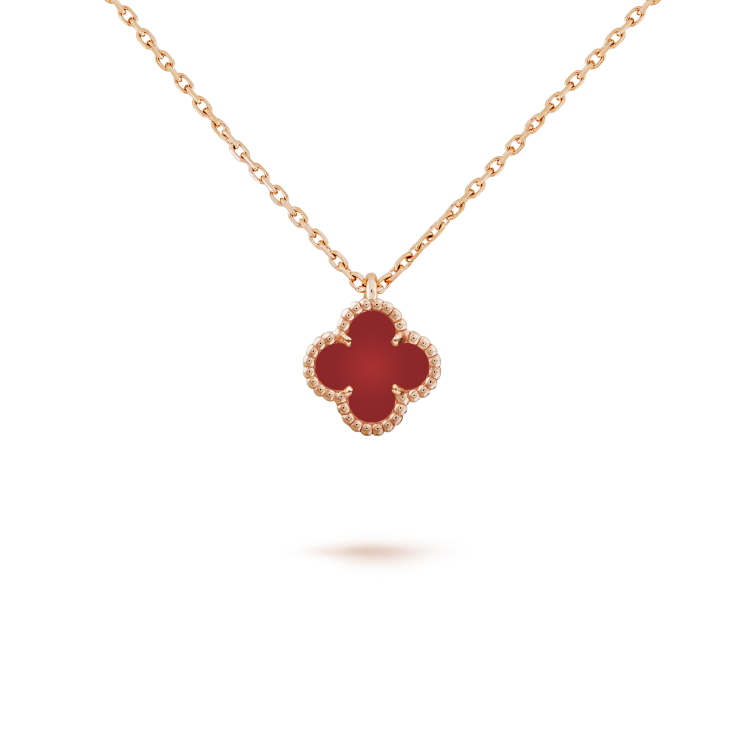 [NOBLE AURA]CLOVER MINI 9.5MM WHITE CARNELIANS NECKLACE