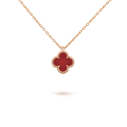 [NOBLE AURA]CLOVER MINI 9.5MM WHITE CARNELIANS NECKLACE