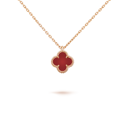[NOBLE AURA]CLOVER MINI 9.5MM WHITE CARNELIANS NECKLACE