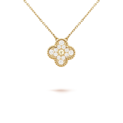 [NOBLE AURA]CLOVER 15MM DIAMOND SINGLE FLOWER NECKLACE