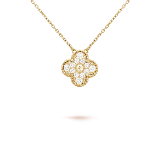 [NOBLE AURA]CLOVER 15MM DIAMOND SINGLE FLOWER NECKLACE