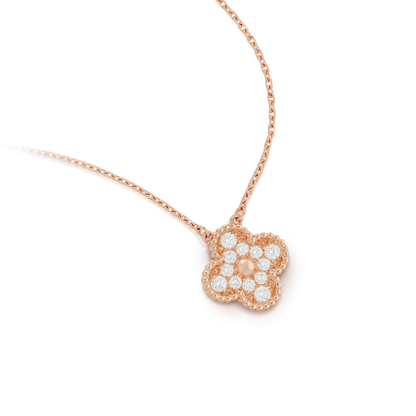 [NOBLE AURA]CLOVER 15MM DIAMOND SINGLE FLOWER NECKLACE