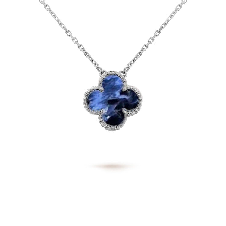 [NOBLE AURA]CLOVER 15MM PIETERSITE NECKLACE SILVER