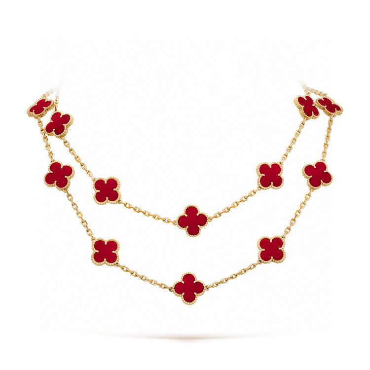 [NOBLE AURA]CLOVER 20 MOTIFS CARNELIAN NECKLACE