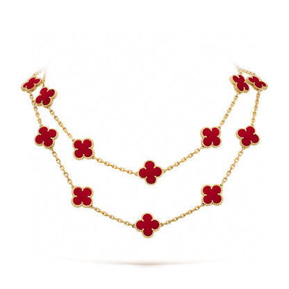 [NOBLE AURA]CLOVER 20 MOTIFS CARNELIAN NECKLACE