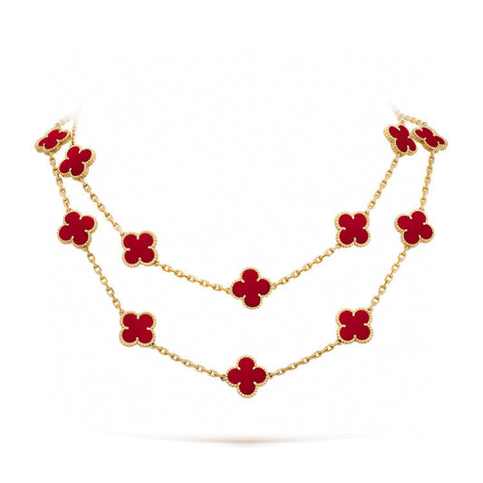 [NOBLE AURA]CLOVER 20 MOTIFS CARNELIAN NECKLACE