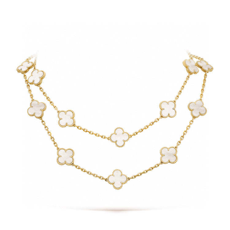 [NOBLE AURA]CLOVER 20 MOTIFS WHITE MOP NECKLACE