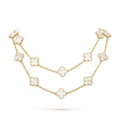 [NOBLE AURA]CLOVER 20 MOTIFS WHITE MOP NECKLACE