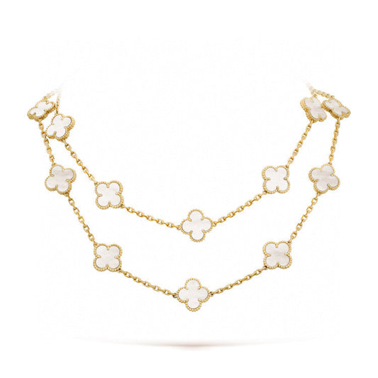 [NOBLE AURA]CLOVER 20 MOTIFS WHITE MOP NECKLACE