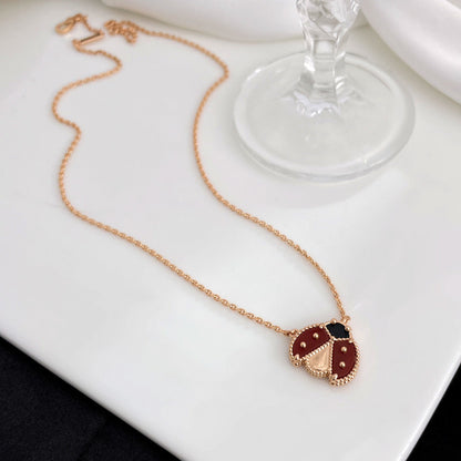 [NOBLE AURA]LUCKY  CARNELIANS LADYBUG NECKLACE