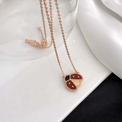 [NOBLE AURA]LUCKY  CARNELIANS LADYBUG NECKLACE