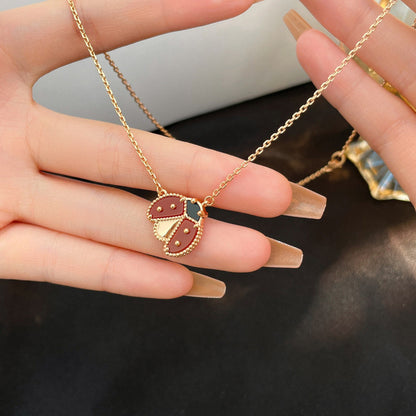 [NOBLE AURA]LUCKY  CARNELIANS LADYBUG NECKLACE