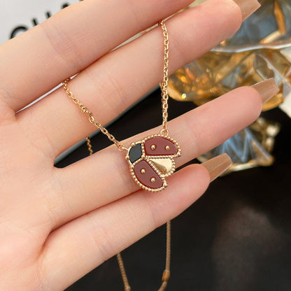 [NOBLE AURA]LUCKY  CARNELIANS LADYBUG NECKLACE