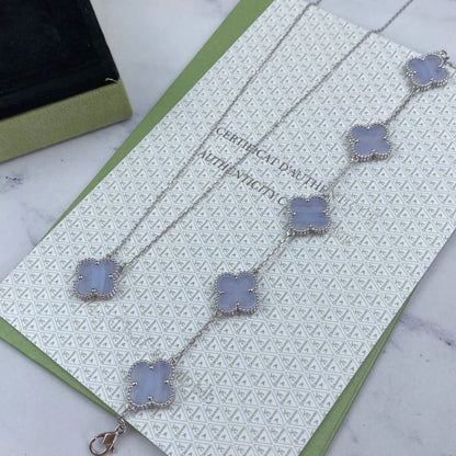 [NOBLE AURA] CLOVER 5 MOTIF PURPLE CHALCEDONY BRACELET COLLECTION