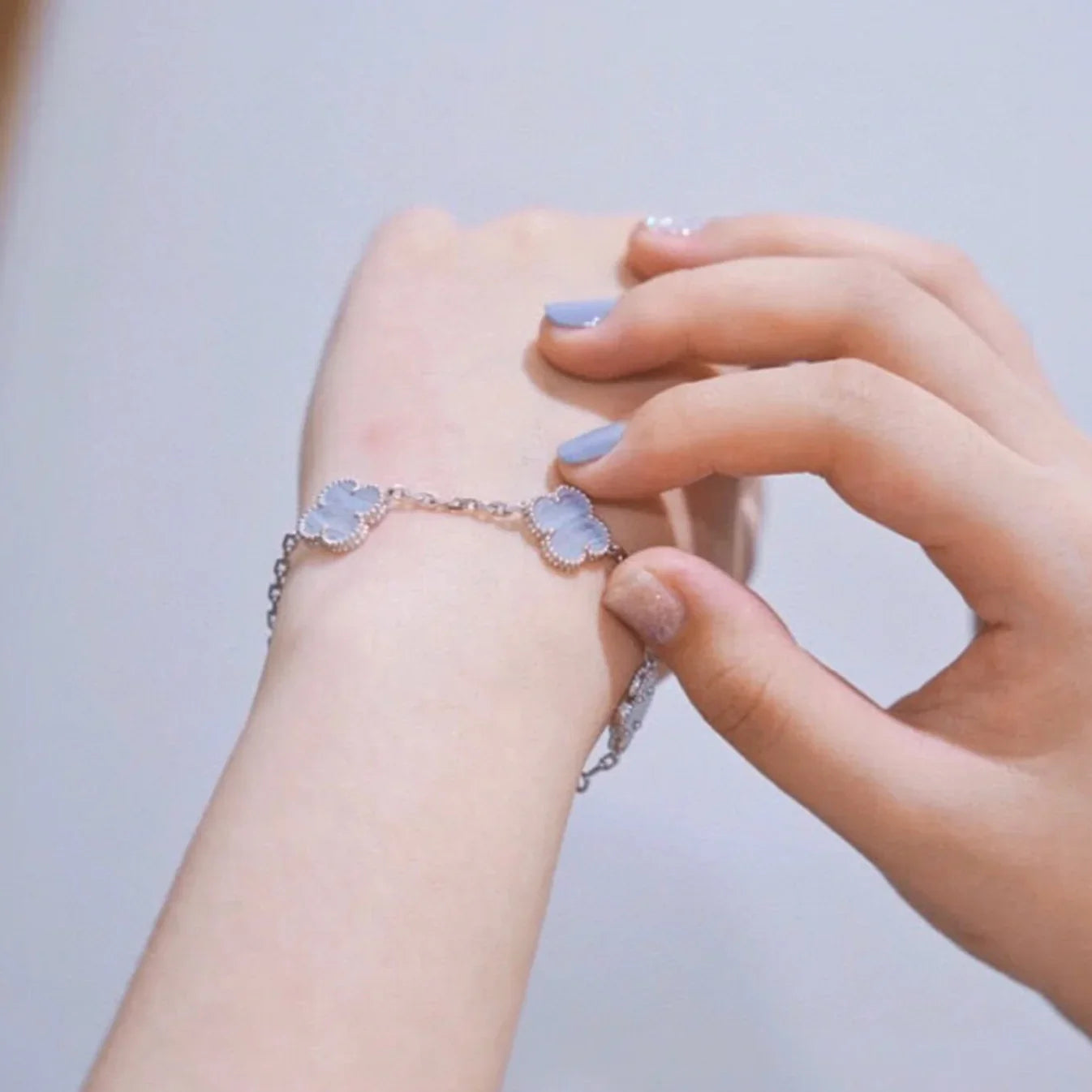 [NOBLE AURA] CLOVER 5 MOTIF PURPLE CHALCEDONY BRACELET COLLECTION