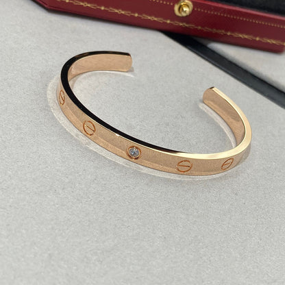 [NOBLE AURA]LOVE BRACELET 6.1MM 1 DIAMOND OPEN CUFF