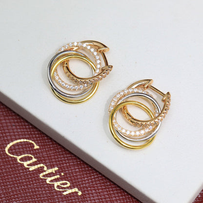 [NOBLE AURA] TRINITY HALF DIAMOND  EARRINGS