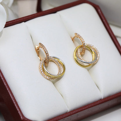 [NOBLE AURA] TRINITY HALF DIAMOND  EARRINGS