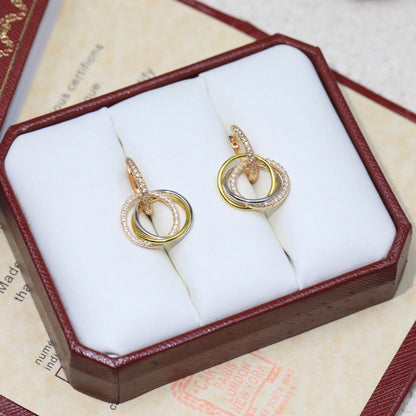 [NOBLE AURA] TRINITY HALF DIAMOND  EARRINGS