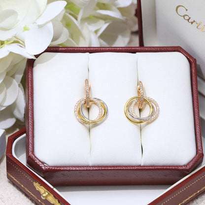 [NOBLE AURA] TRINITY HALF DIAMOND  EARRINGS