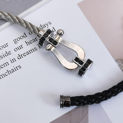 [NOBLE AURA]FORCE LARGE HORSESHOE BLACK DIAMOND BRACELET SILVER