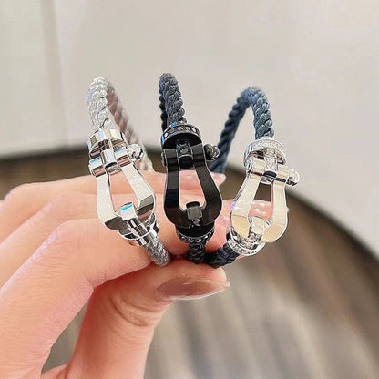 [NOBLE AURA]FORCE LARGE HORSESHOE HALF DIAMOND BRACELET SILVER