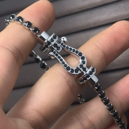 [NOBLE AURA]FORCE  LARGE HORSESHOE FULL DIAMOND TENNIS BRACELET