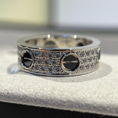 [NOBLE AURA] LOVE RING 5.5MM DIAMONDS PAVED CERAMIC
