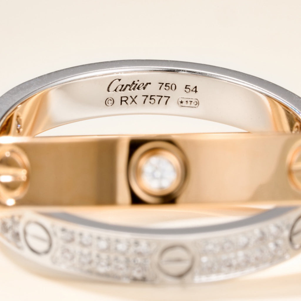 [NOBLE AURA] LOVE PINK GOLD SILVER DIAMOND DOUBLE RING