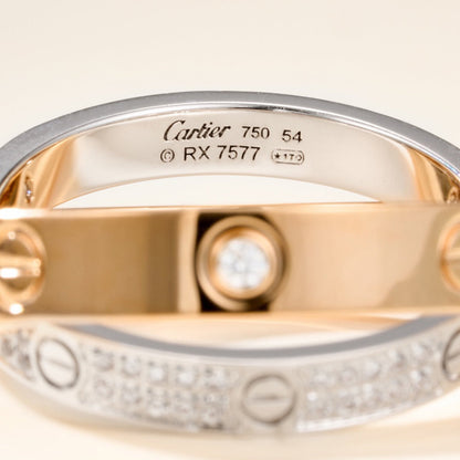 [NOBLE AURA] LOVE PINK GOLD SILVER DIAMOND DOUBLE RING