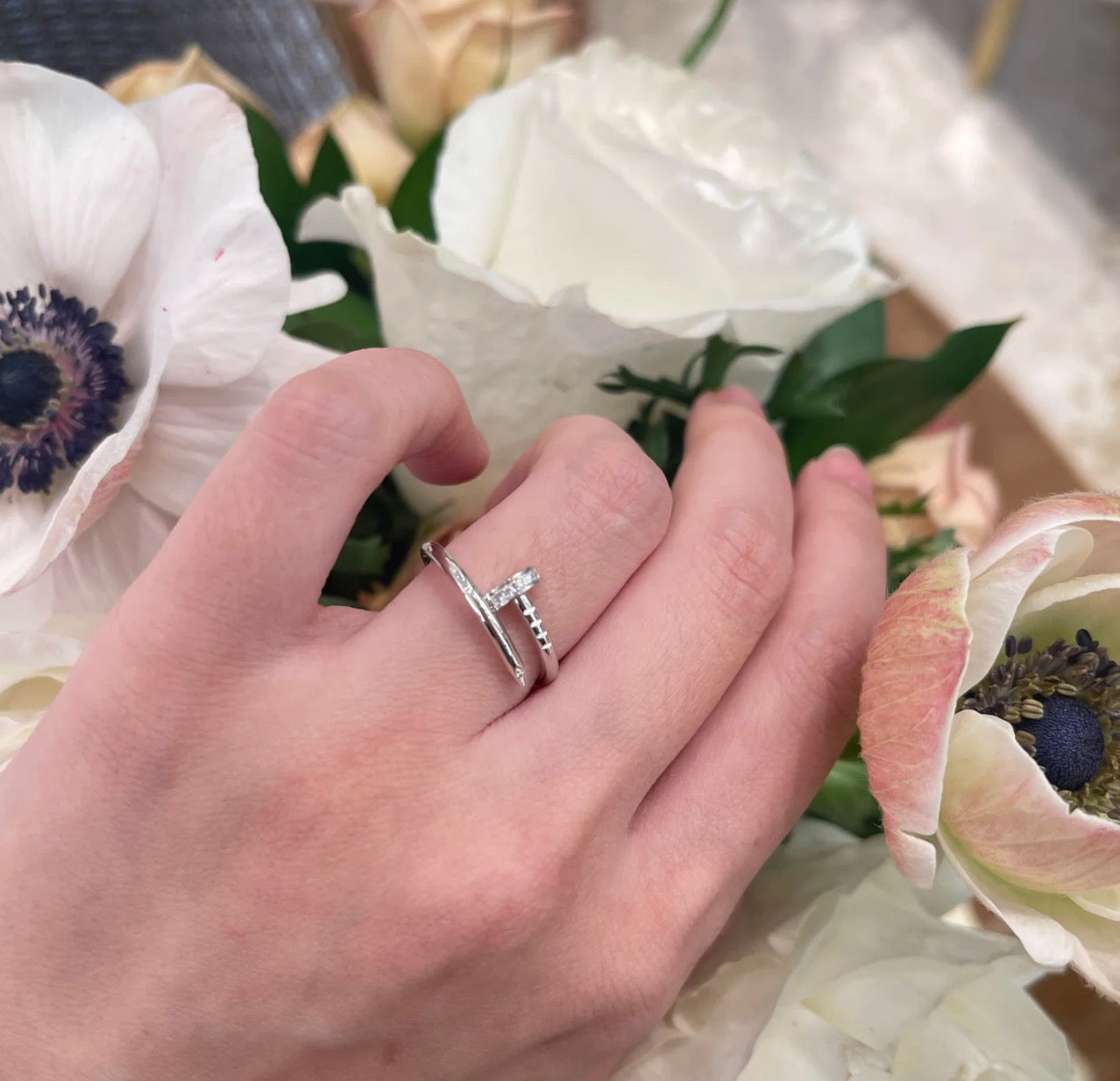 [NOBLE AURA] JUSTE 1.8MM HALF DIAMOND RING