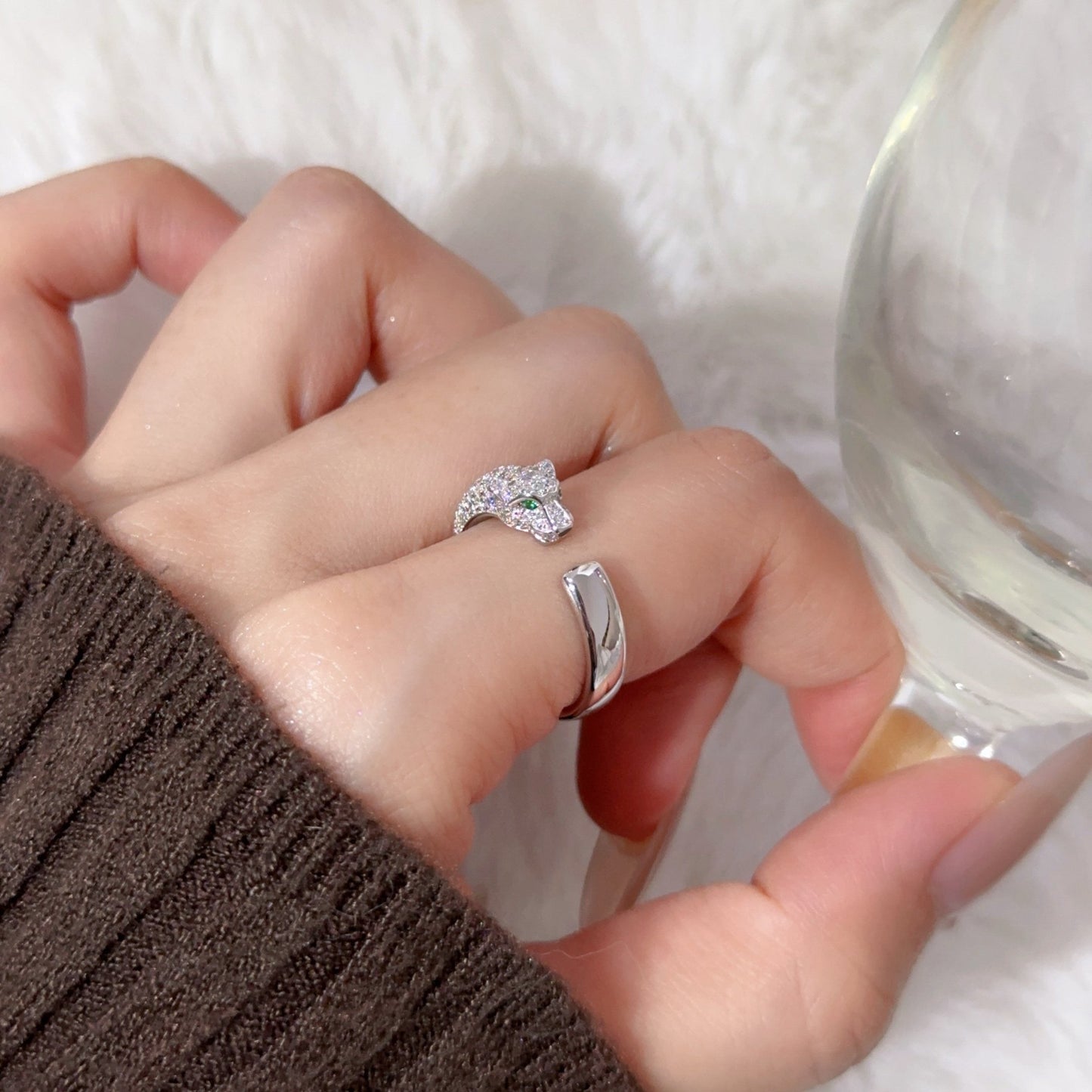[NOBLE AURA] PANTHERE HALF DIAMOND SMALL RING