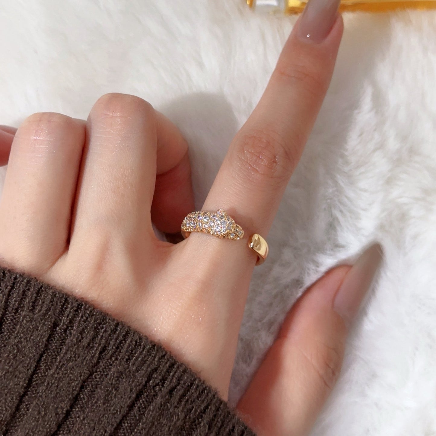 [NOBLE AURA] PANTHERE HALF DIAMOND SMALL RING