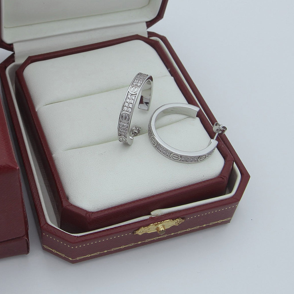 [NOBLE AURA] LOVE EARRINGS 3.6MM DIAMOND PAVED