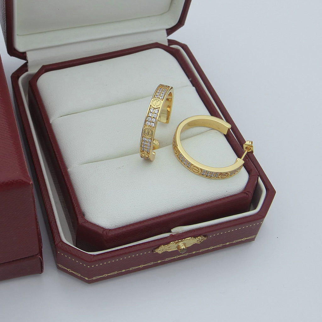 [NOBLE AURA] LOVE EARRINGS 3.6MM DIAMOND PAVED