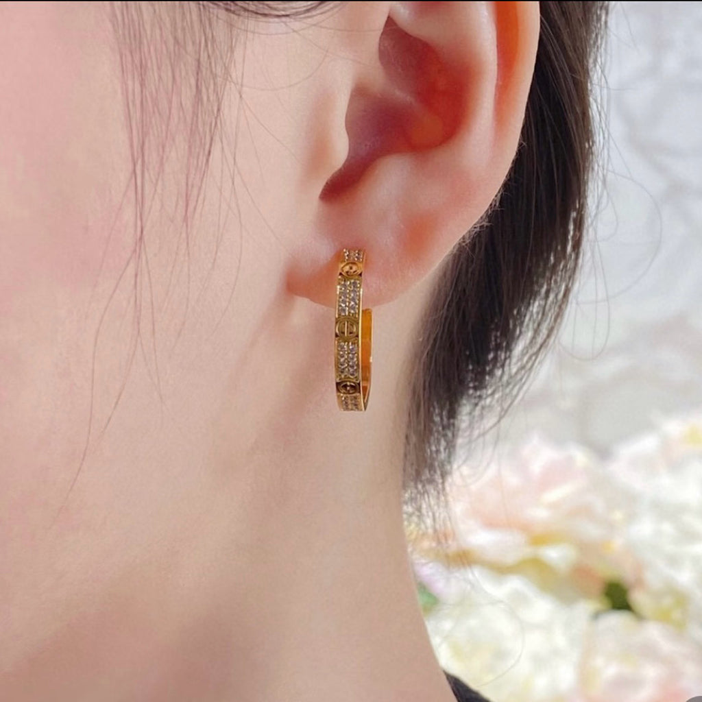 [NOBLE AURA] LOVE EARRINGS 3.6MM DIAMOND PAVED