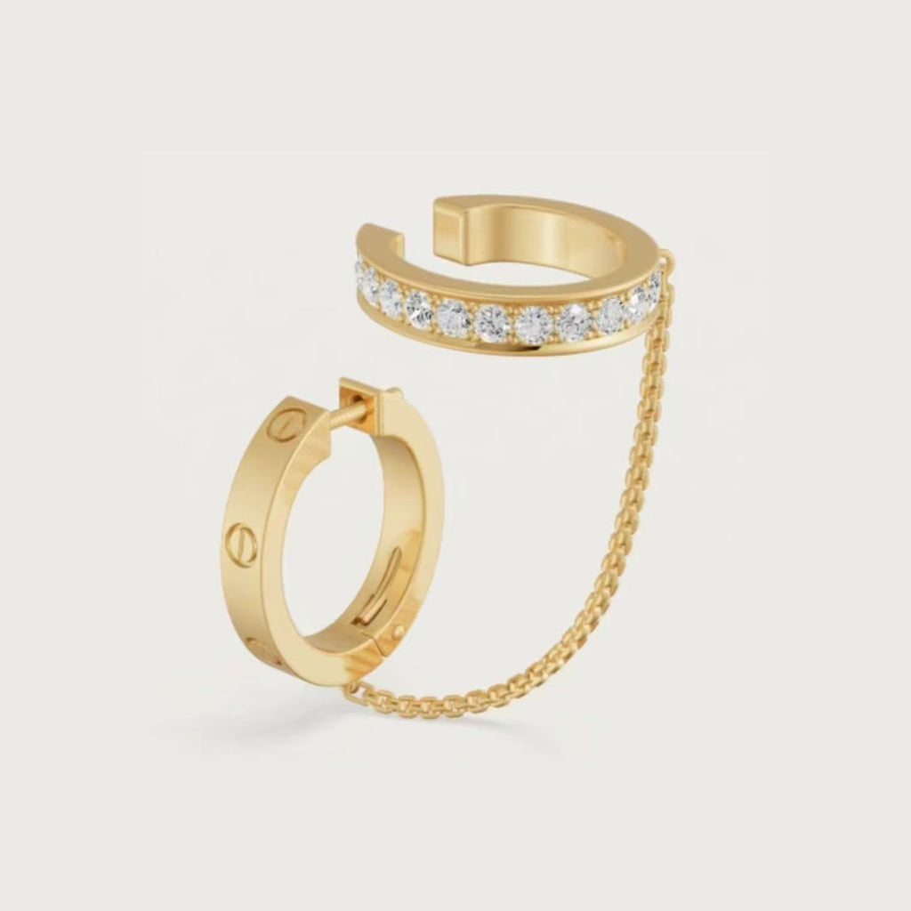 [NOBLE AURA] LOVE 3.0MM HALF DIAMOND EARRINGS