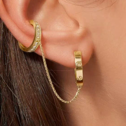 [NOBLE AURA] LOVE 3.0MM HALF DIAMOND EARRINGS